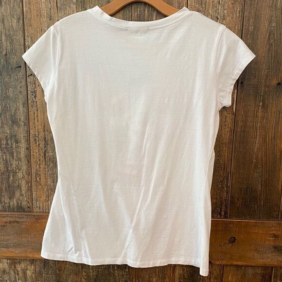 Crystal Mongkey XL* White Red Gypsy Rose Sugar Skull Skelton T-Shirt - Picture 2 of 6